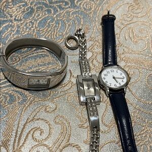 3 Silver and Black Watch Sets - Working